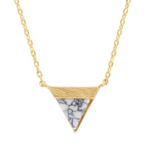 Galaxy Goldplated Ketting Triangle B White Howlite 