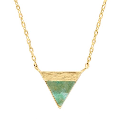 Galaxy Goldplated Ketting Triangle B Green Chrysoprase 