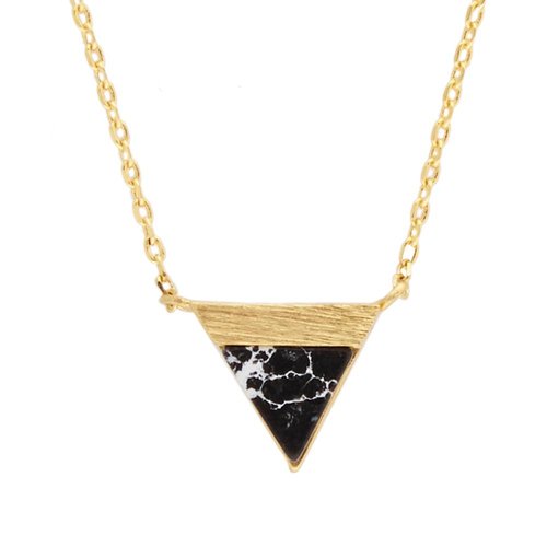 Galaxy Goldplated Ketting Triangle B Black Howlite 