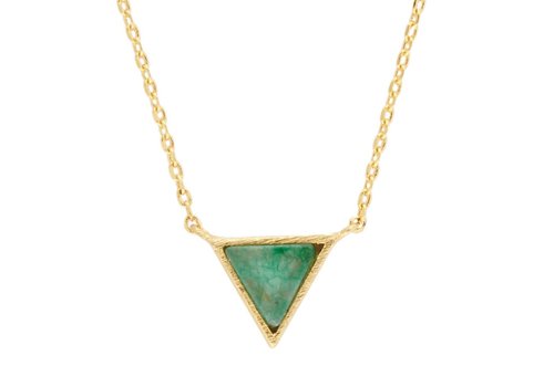 All the Luck in the World Galaxy Goldplated Necklace Triangle C Green Chrysoprase