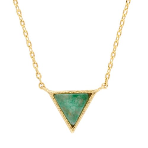 Galaxy Goldplated Ketting Triangle C Green Chrysoprase 