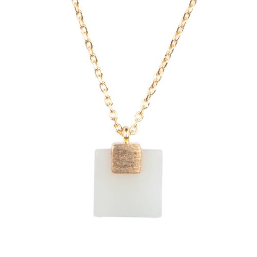 Galaxy Goldplated Ketting Pastel New Jade Square 