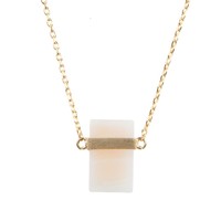 Galaxy Goldplated Necklace Pastel Rose Quartz Rectangle