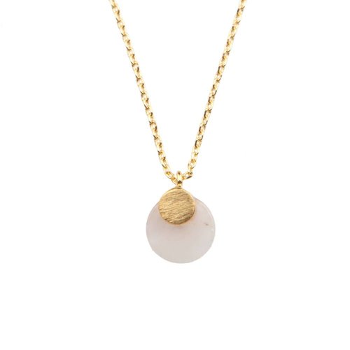 Galaxy Goldplated Necklace Pastel Rose Quartz Moon 