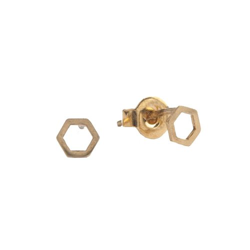 Petite Goldplated Sterling Silver Oorbellen Hexagon 