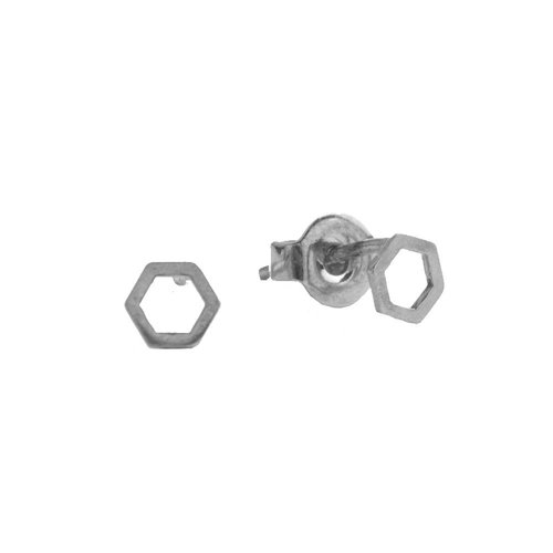 Petite Sterling Silver Earrings Hexagon 