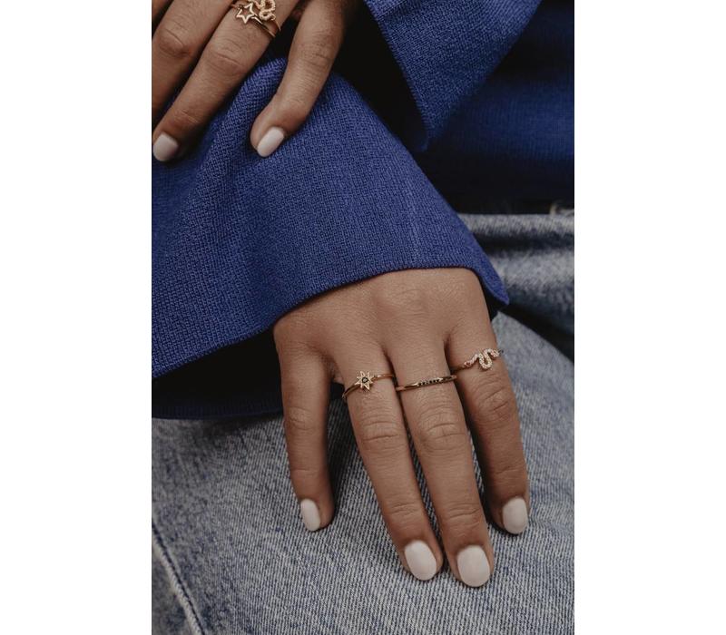 Bliss Goldplated Ring Kleine Stippen Zwart