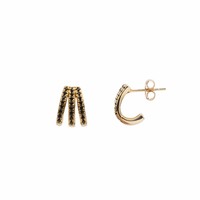 Bliss Goldplated Earring 3 Split Black Onyx