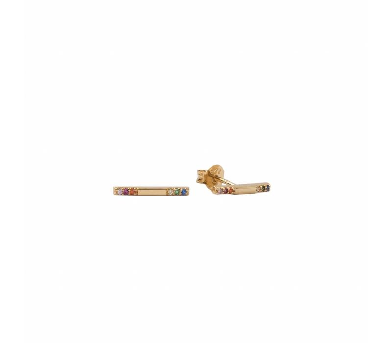 Bliss Goldplated Oorbel Bar Multi