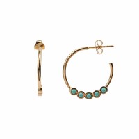 Bliss Goldplated Oorbel Creool groot Turquoise