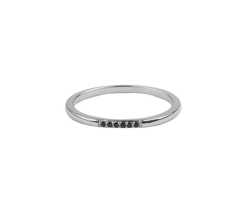 Bliss Silverplated Ring Tiny Dots Black
