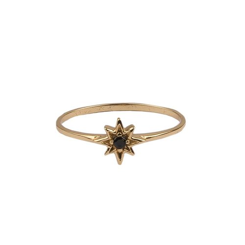 Bliss Goldplated Ring Star Black 