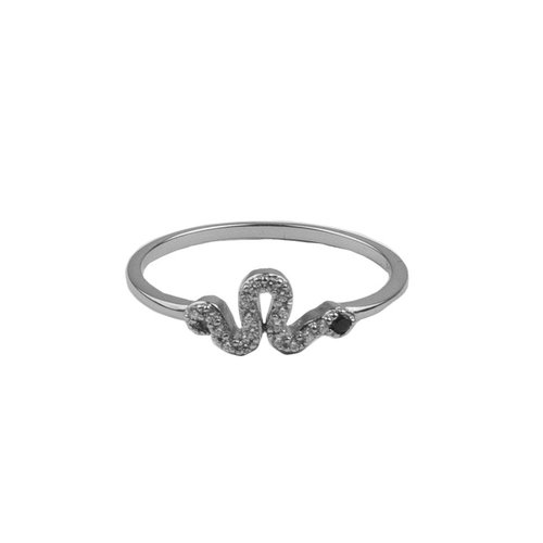 Bliss Silverplated Ring Slang Zwart Transparant 