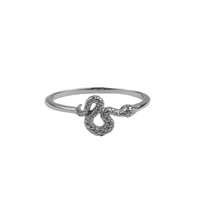 Bliss Silverplated Ring Slang Groene Ogen