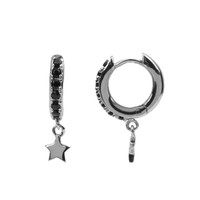 Bliss Silverplated Earring Creole Starry Black Onyx