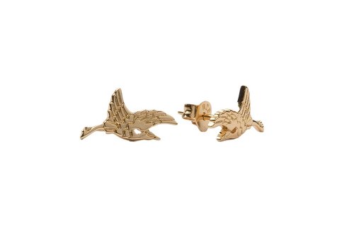 All the Luck in the World Parade Goldplated Earrings Crane