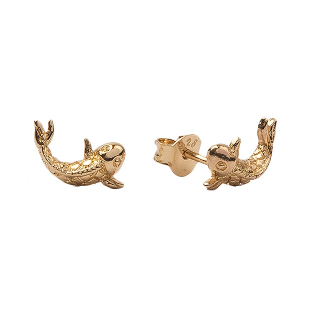 Koi Fish Earrings For Women - Gold Plate Enamel Chinese Style Carp Dangle Earrings For Good Luck