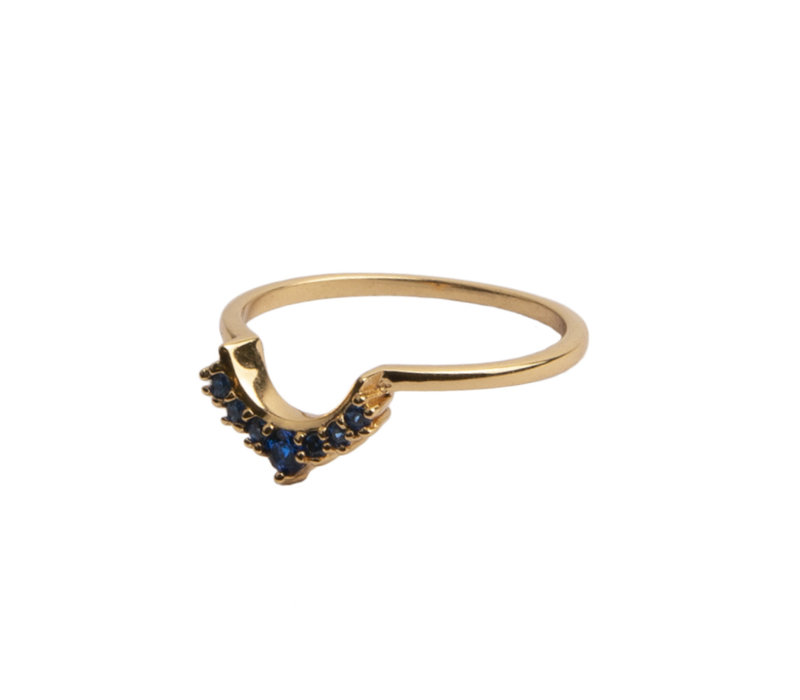 Magique Goldplated Ring Crown Blue