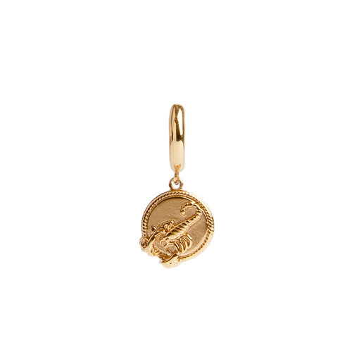 Charm Goldplated Earring Scorpio Circle 