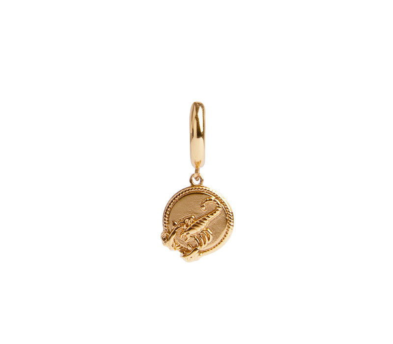 Charm Goldplated Earring Scorpio Circle