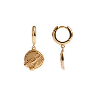 Charm Goldplated Oorbel Schorpioen Cirkel