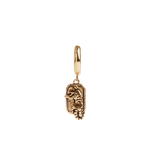 Charm Goldplated Earring Tiger Rectangle 