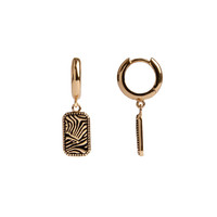 Charm Goldplated Oorbel Zebra Rechthoek