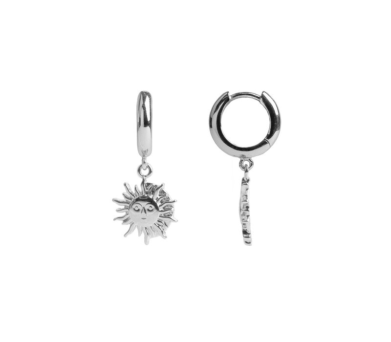 Charm Silverplated Oorbel Zon Cirkel