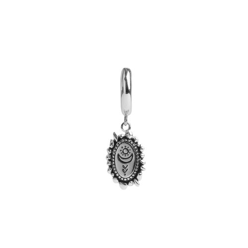 Charm Silverplated Earring Sun Moon Oval 