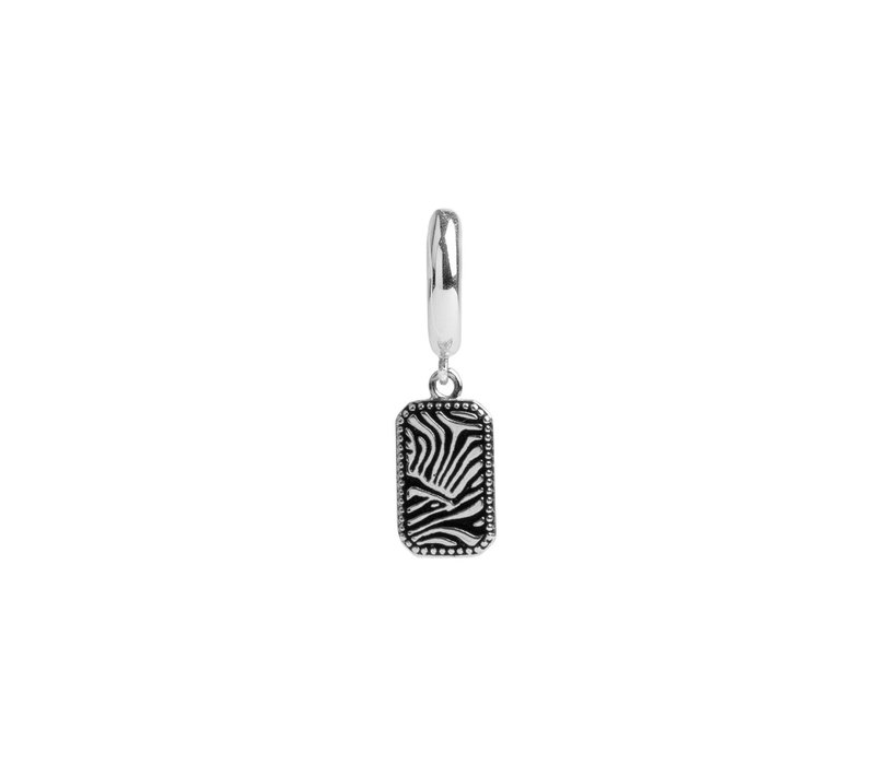 Charm Silverplated Earring Zebra Rectangle