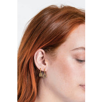 Charm Goldplated Earring Moon Stars Square