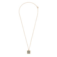 Bold Goldplated Necklace Graphic Square Green Blue