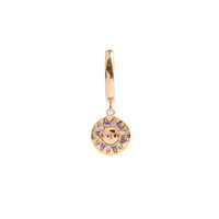 Bold Goldplated Earring Sun Circle Purple Pink