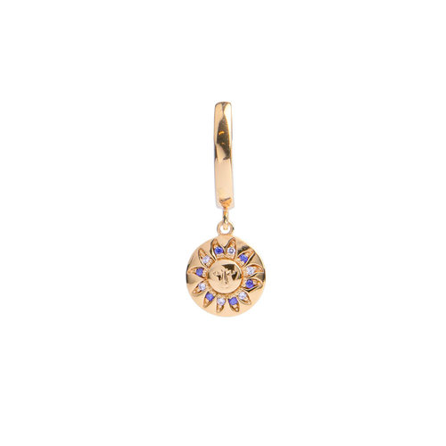 Bold Goldplated Oorbel Zon Cirkel Paars Roze 