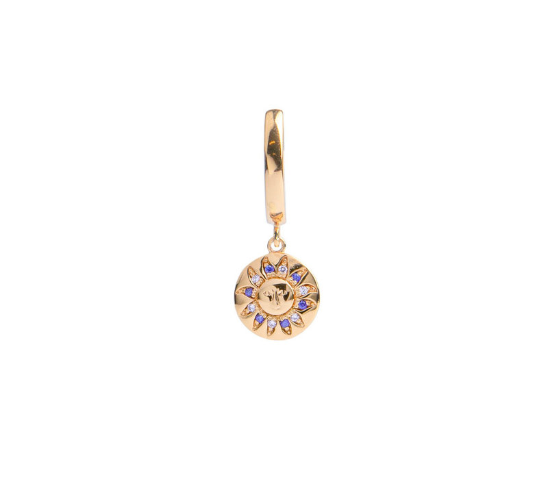 Bold Goldplated Oorbel Zon Cirkel Paars Roze