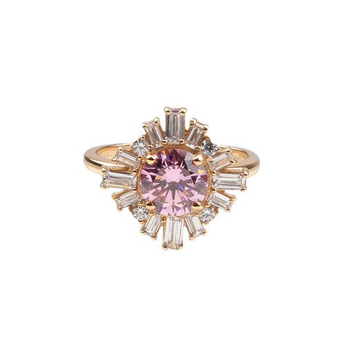 Chérie Goldplated Ring Zon Licht Roze Transparant 