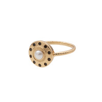 Chérie Goldplated Ring Cirkel Parel Zwart