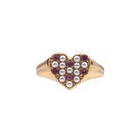 Chérie Goldplated Ring Heart Pearls Pink