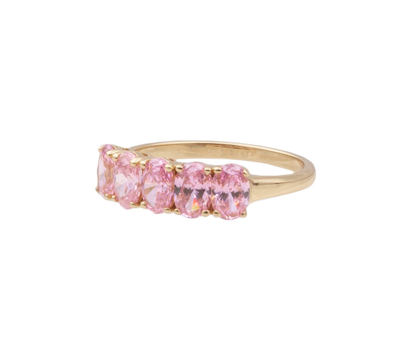 Chérie Goldplated Ring Ovalen Licht Roze