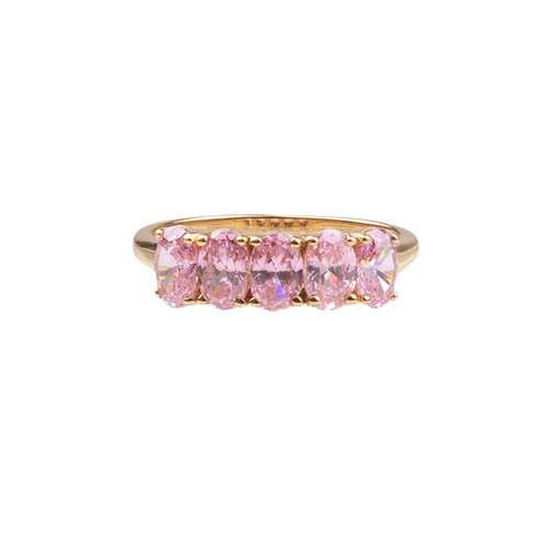 Chérie Goldplated Ring Ovalen Licht Roze 