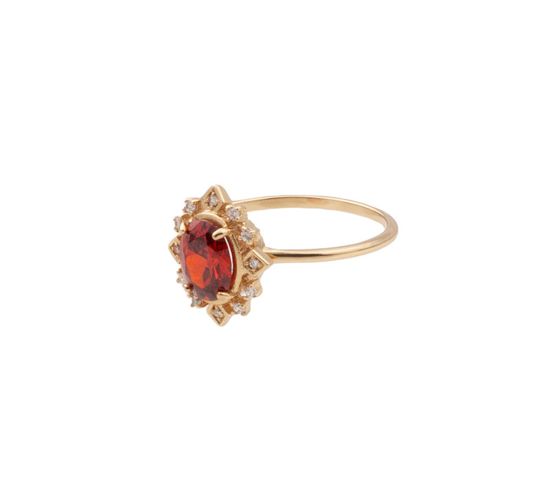 Chérie Goldplated Ring Oval Red Clear