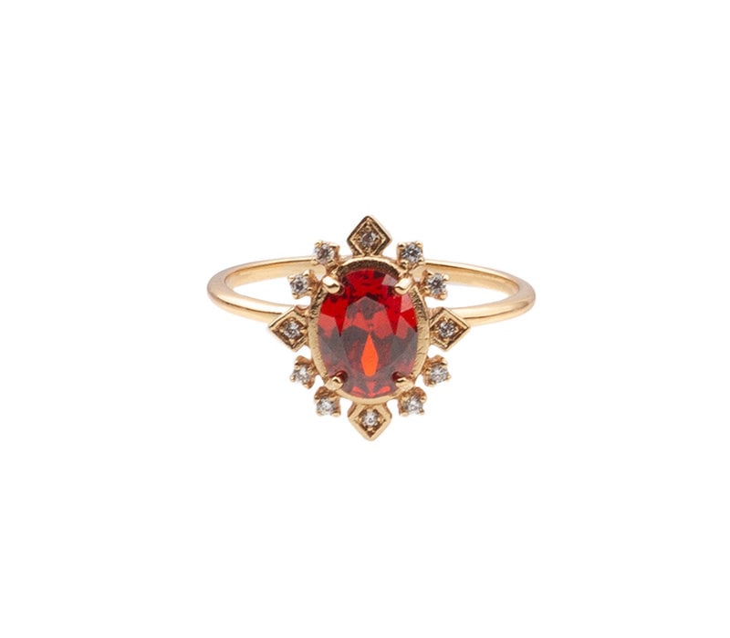 Chérie Goldplated Ring Oval Red Clear