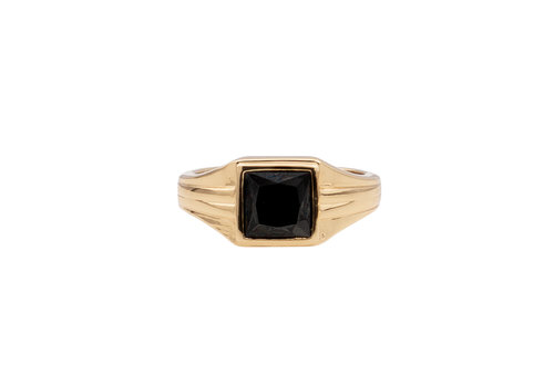 All the Luck in the World Chérie Goldplated Ring Vierkant Zwart