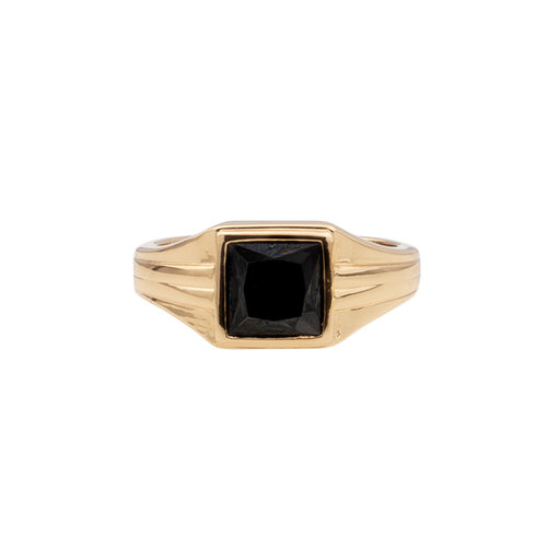 Chérie Goldplated Ring Vierkant Zwart 