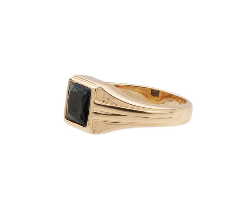 Chérie Goldplated Ring Vierkant Zwart