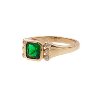 Chérie Goldplated Ring Vierkant Groen Transparant