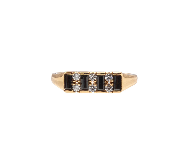 Chérie Goldplated Ring Staaf Zwart Transparant