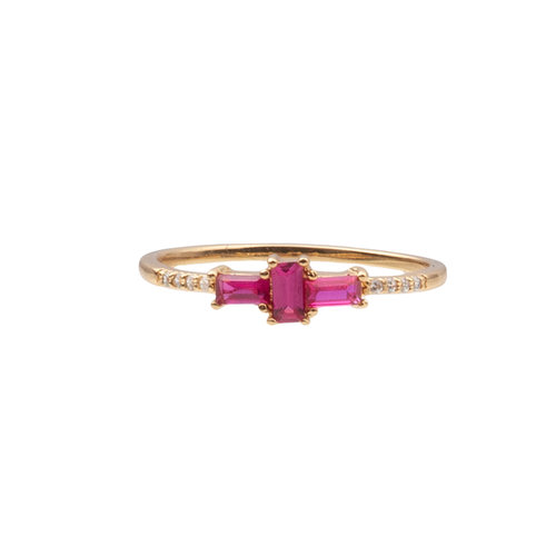 Chérie Goldplated Ring Kruis Roze Transparant 