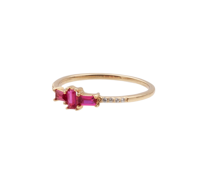 Chérie Goldplated Ring Kruis Roze Transparant