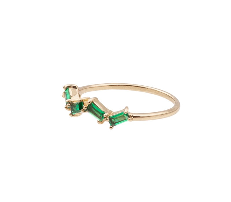 Chérie Goldplated Ring Zigzag Green